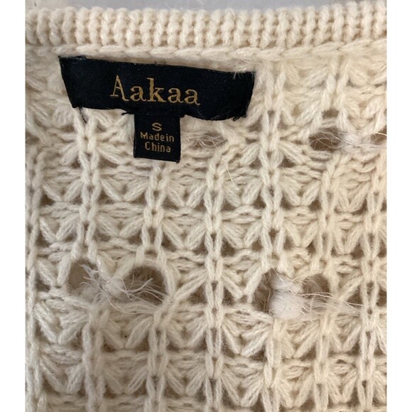 Aakaa Sweater Vest Women's Size S Color Cream Fringe Duster Sweater Vest - Picture 7 of 12